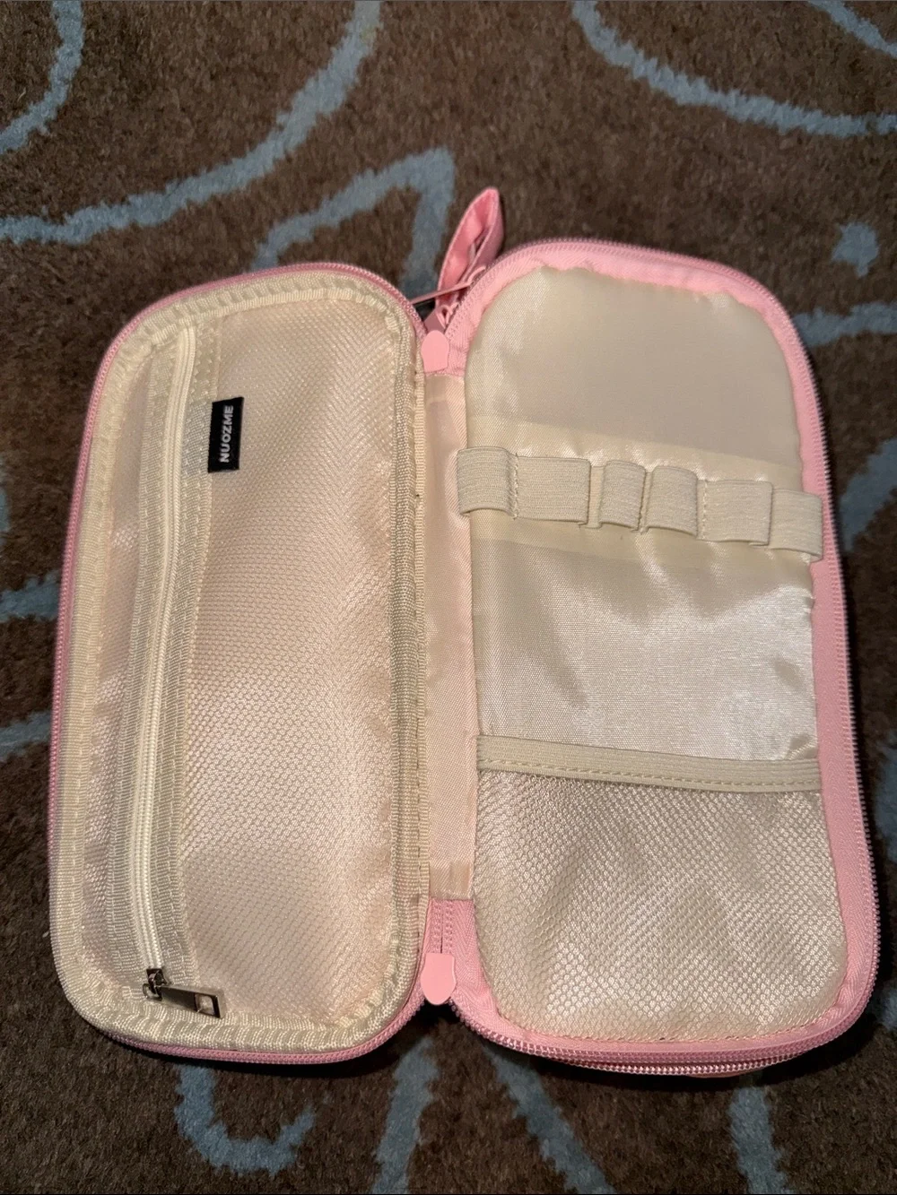 Pink Makeup Organizer Pouch with V Initial